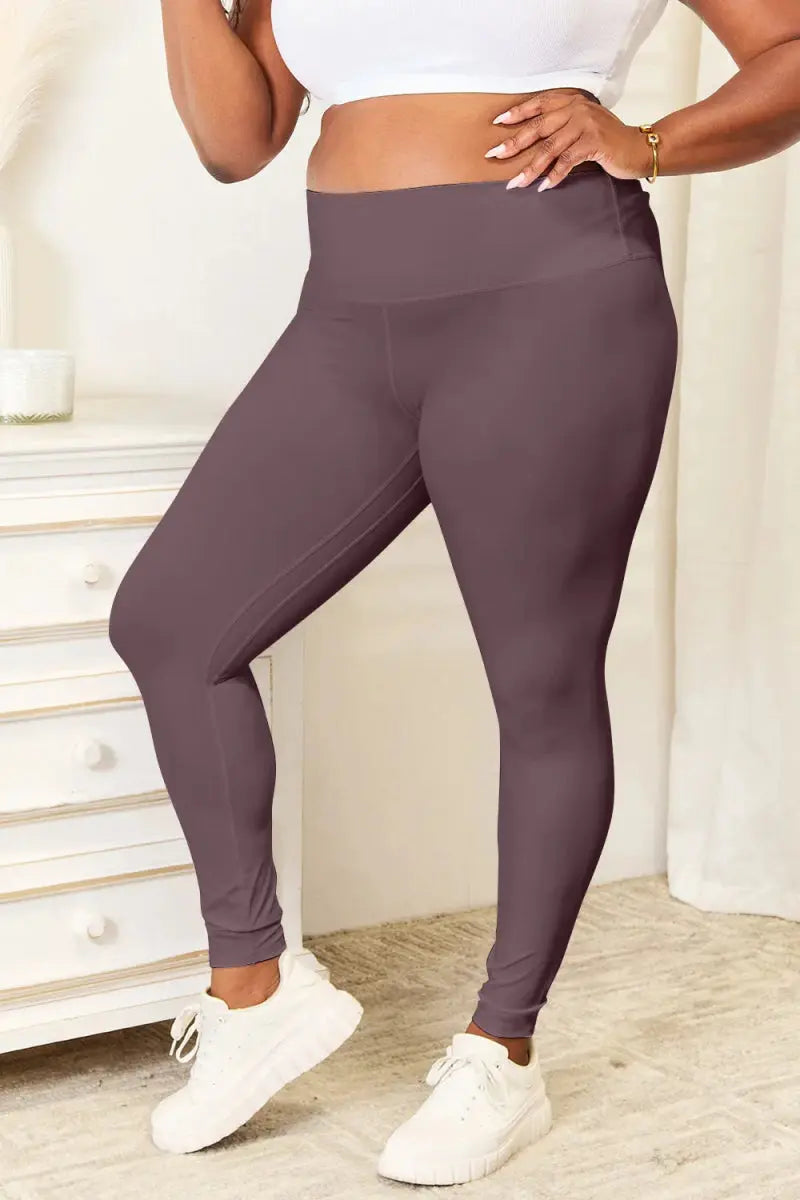 Double Take Wide Waistband Sports Leggings for Comfort - Love Salve